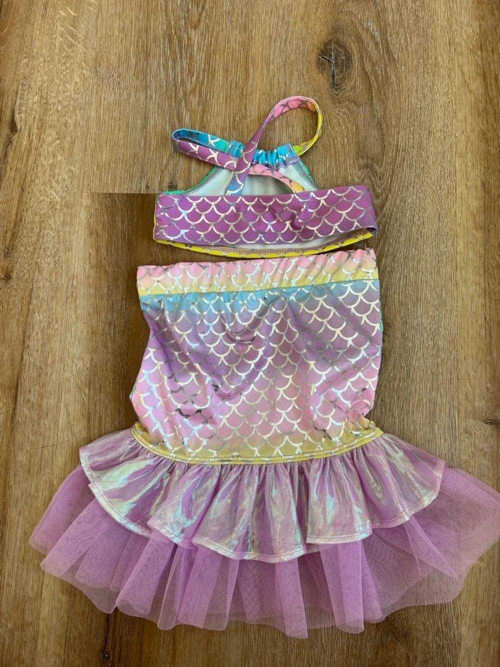 Cat & Jack Baby Girls Iridescent Mermaid Costume Set in Pastel Rainbow Size 12M